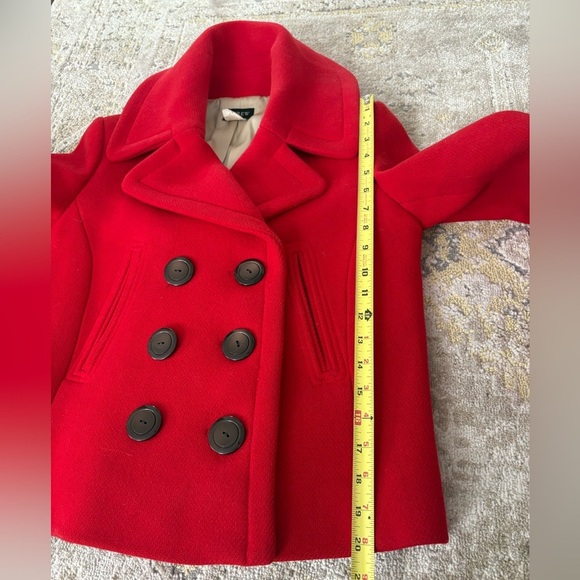 J. Crew Apple Red Double Breasted Cropped Pea Coat - Picture 10 of 10